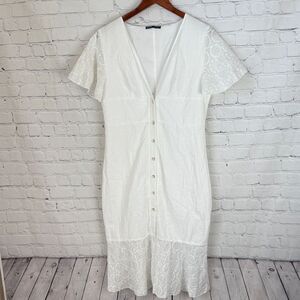 SHEIN White Lace Midi Dress super cute Large